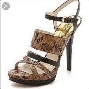 Michael Kors Brown Platform Heels (NADJA PLATFORM) Snake Skin
